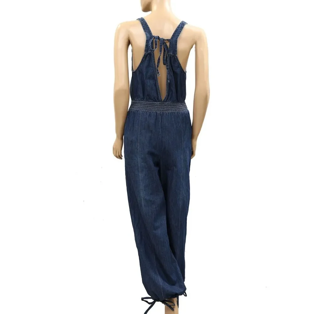 Free People We The Free Vintage Heirloom One-Piece Jumpsuit Smocked S 287551